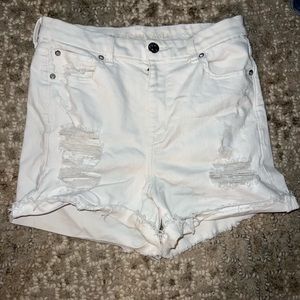 American Eagle Outfitters. White distressed Jean shorts, stretchy.
